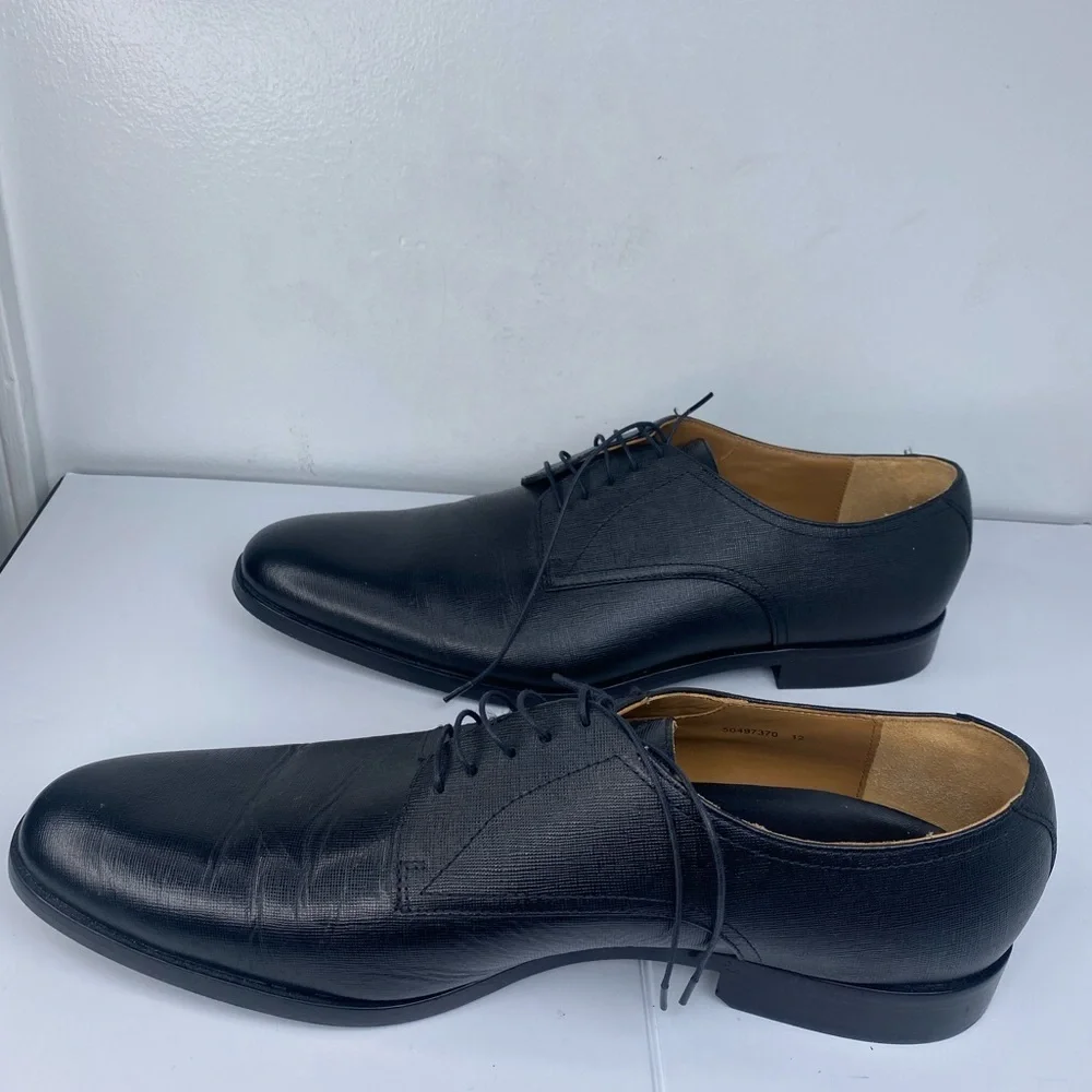 Boss Nordstrom Black Leather Derby Dress Lace Up Tie Luxury Designer Shoes